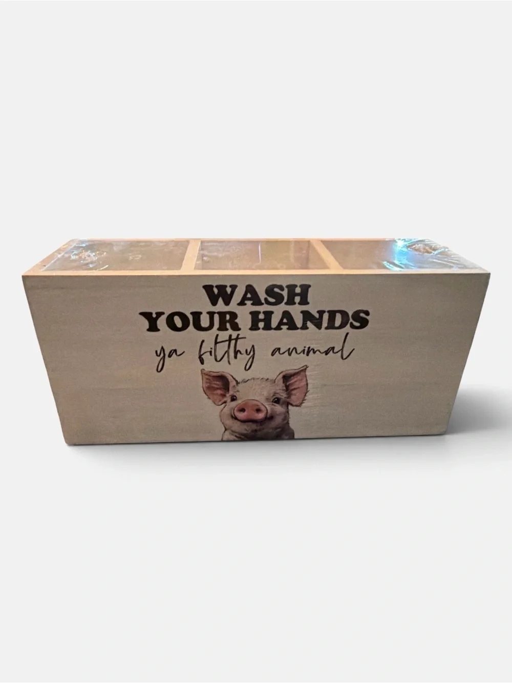 Beige Pig 'Wash Your Hands' Bathroom Organizer Tray - NEW